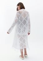 Bayan Krem Ajurlu Triko Hırka