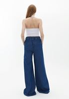 Bayan Mavi Yüksek Bel Wide-Leg Pantolon