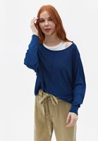 Bayan Mavi Bot Yaka Triko Kazak