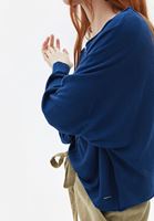 Bayan Mavi Bot Yaka Triko Kazak