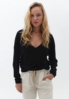 Bayan Siyah Loose-Fit Triko Kazak