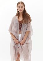 Bayan Bej Midi Boy Basic Kimono