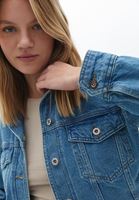 Bayan Mavi Loose-Fit Denim Crop Ceket