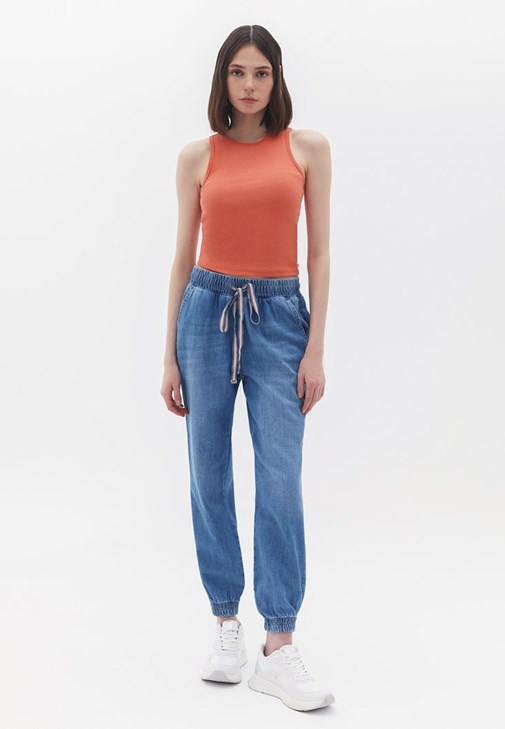  Beli Lastikli Denim Jogger