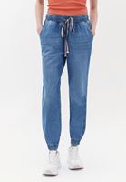 Bayan Mavi Beli Lastikli Denim Jogger