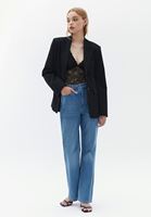 Bayan Siyah Dantelli Bodysuit