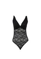 Bayan Siyah Dantelli Bodysuit