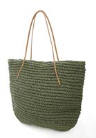 Bayan Yeşil Askılı Hasır Çanta 