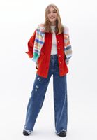 Bayan Turuncu Oversize Kadife Gömlek