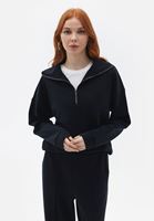 Bayan Siyah Loose-Fit Sweatshirt ( MODAL )
