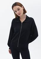 Bayan Siyah Yumuşak Dokulu Sweat Hırka ( MODAL )
