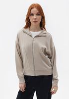 Bayan Bej Yumuşak Dokulu Sweat Hırka ( MODAL )