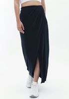 Bayan Siyah Kruvaze Detaylı Yüksek Bel Etek ( MODAL )