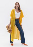 Bayan Sarı Loose-Fit Uzun Kimono