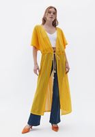 Bayan Sarı Loose-Fit Uzun Kimono