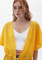 Bayan Sarı Loose-Fit Uzun Kimono