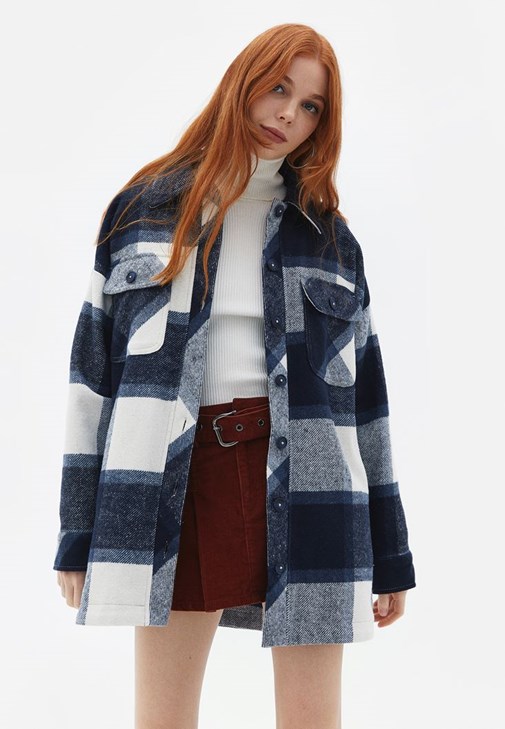 Çok Renkli Oversize Gömlek Ceket