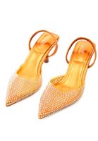 Bayan Turuncu Taş Detaylı Topuklu Ayakkabı