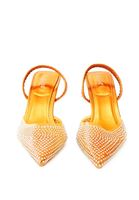 Bayan Turuncu Taş Detaylı Topuklu Ayakkabı