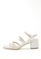 Bayan Beyaz İnce Bantlı Topuklu Ayakkabı