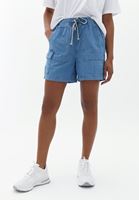 Bayan Mavi Yüksek Bel Denim Şort