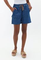 Bayan Mavi Yüksek Bel Denim Şort