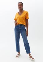 Bayan Turuncu V Yaka Oversize Tişört