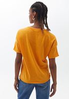 Bayan Turuncu V Yaka Oversize Tişört