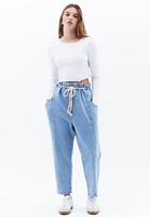 Bayan Mavi Standart Beden Baggy-Fit Pantolon