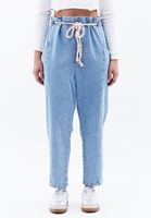 Bayan Mavi Standart Beden Baggy-Fit Pantolon