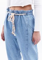 Bayan Mavi Standart Beden Baggy-Fit Pantolon