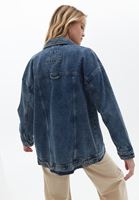 Bayan Mavi Oversize Denim Ceket