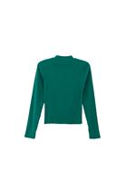 Bayan Yeşil Yüksek Yaka Uzun Kollu Tişört