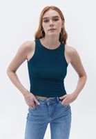 Bayan Petrol Yeşili Halter Yaka Crop Atlet