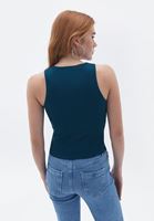 Bayan Petrol Yeşili Halter Yaka Crop Atlet