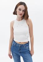 Bayan Krem Halter Yaka Crop Atlet 