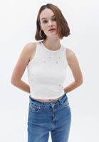 Bayan Krem Halter Yaka Crop Atlet 