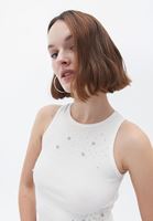 Bayan Krem Halter Yaka Crop Atlet 