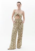 Bayan Çok Renkli Keten Karışımlı Askısız Crop Top