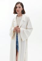 Bayan Bej Keten Karışımlı Midi Kimono