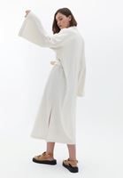 Bayan Bej Keten Karışımlı Midi Kimono