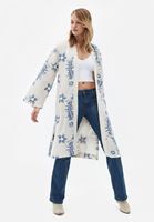 Bayan Çok Renkli Keten Karışımlı Uzun Kimono