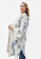 Bayan Çok Renkli Keten Karışımlı Uzun Kimono