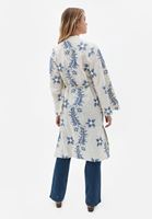 Bayan Çok Renkli Keten Karışımlı Uzun Kimono