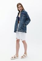 Bayan Mavi Yaka Detaylı Dantel Bralet