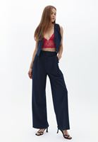 Bayan Pembe Yaka Detaylı Dantel Bralet