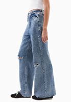 Bayan Mavi Ultra Yüksek Bel Wide-Leg Pantolon