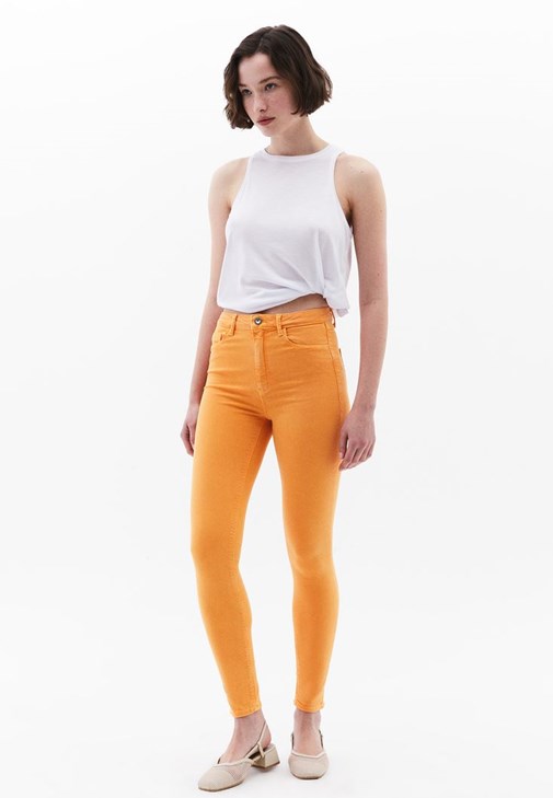 Turuncu Yüksek Bel Skinny-Fit Pantolon ( TENCEL™ )