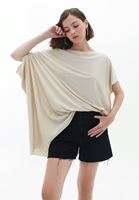 Bayan Bej Oversize Tişört ( MODAL )