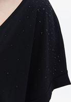 Bayan Siyah Taş Detaylı Oversize Tişört ( MODAL )